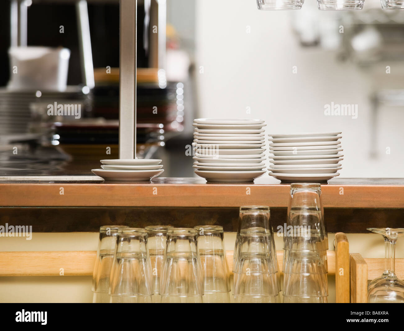 Clean dishes in restaurant Stock Photo Alamy