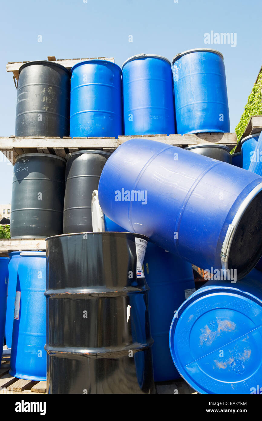Stacks of toxic waste barrels Stock Photo Alamy