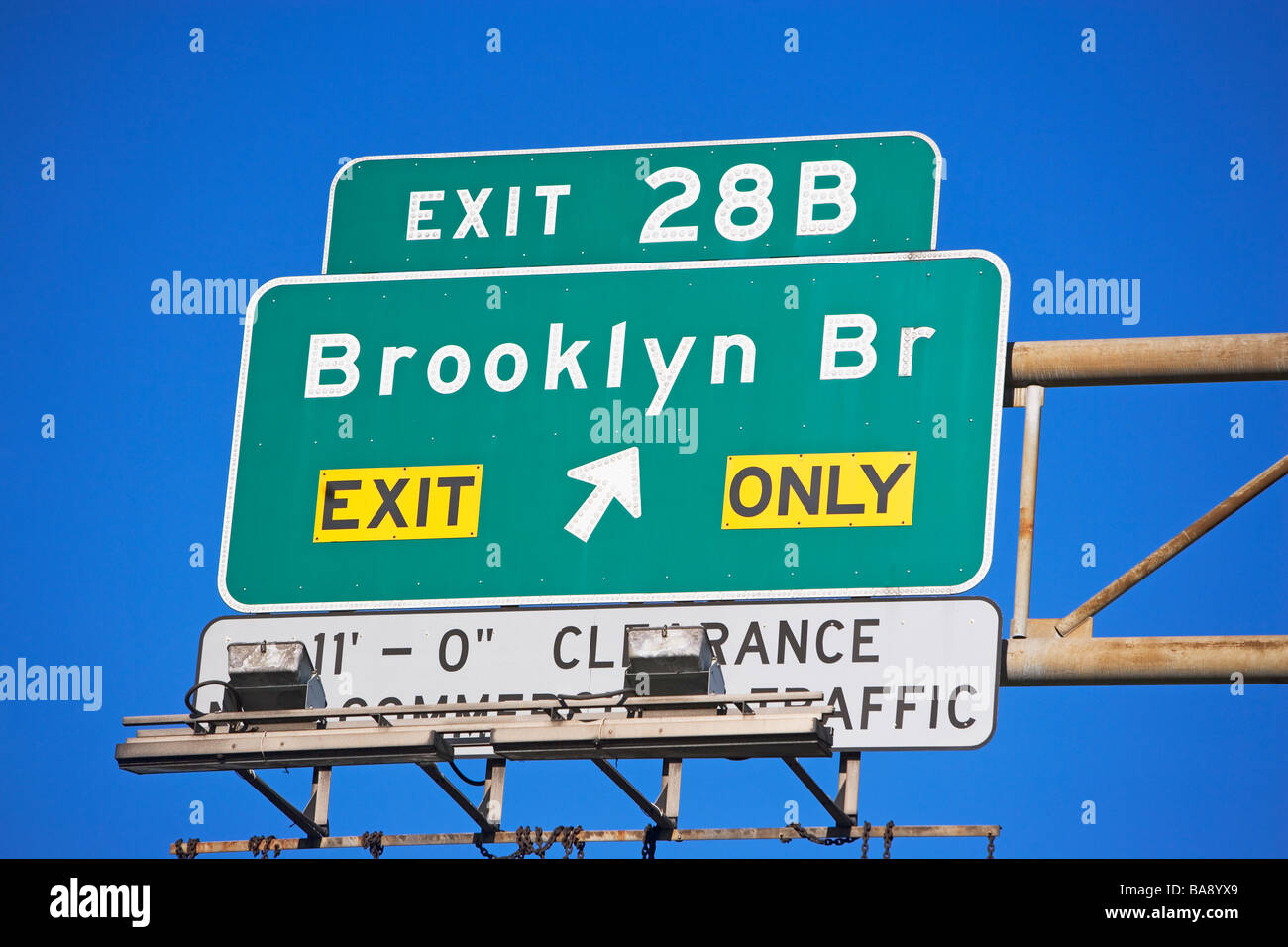 Brooklyn Bridge exit sign Stock Photo