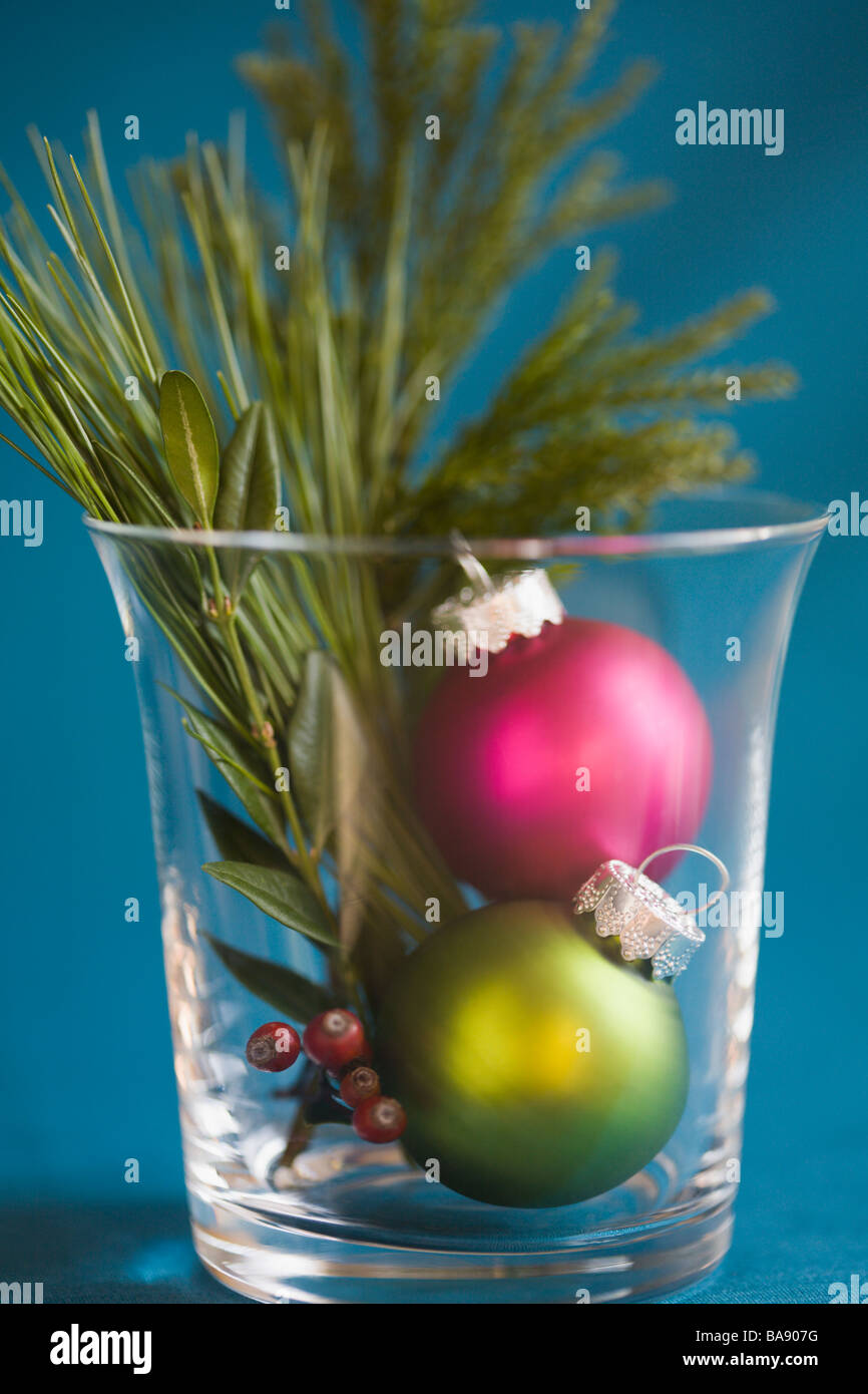 Christmas ornaments in decorative glass Stock Photo Alamy