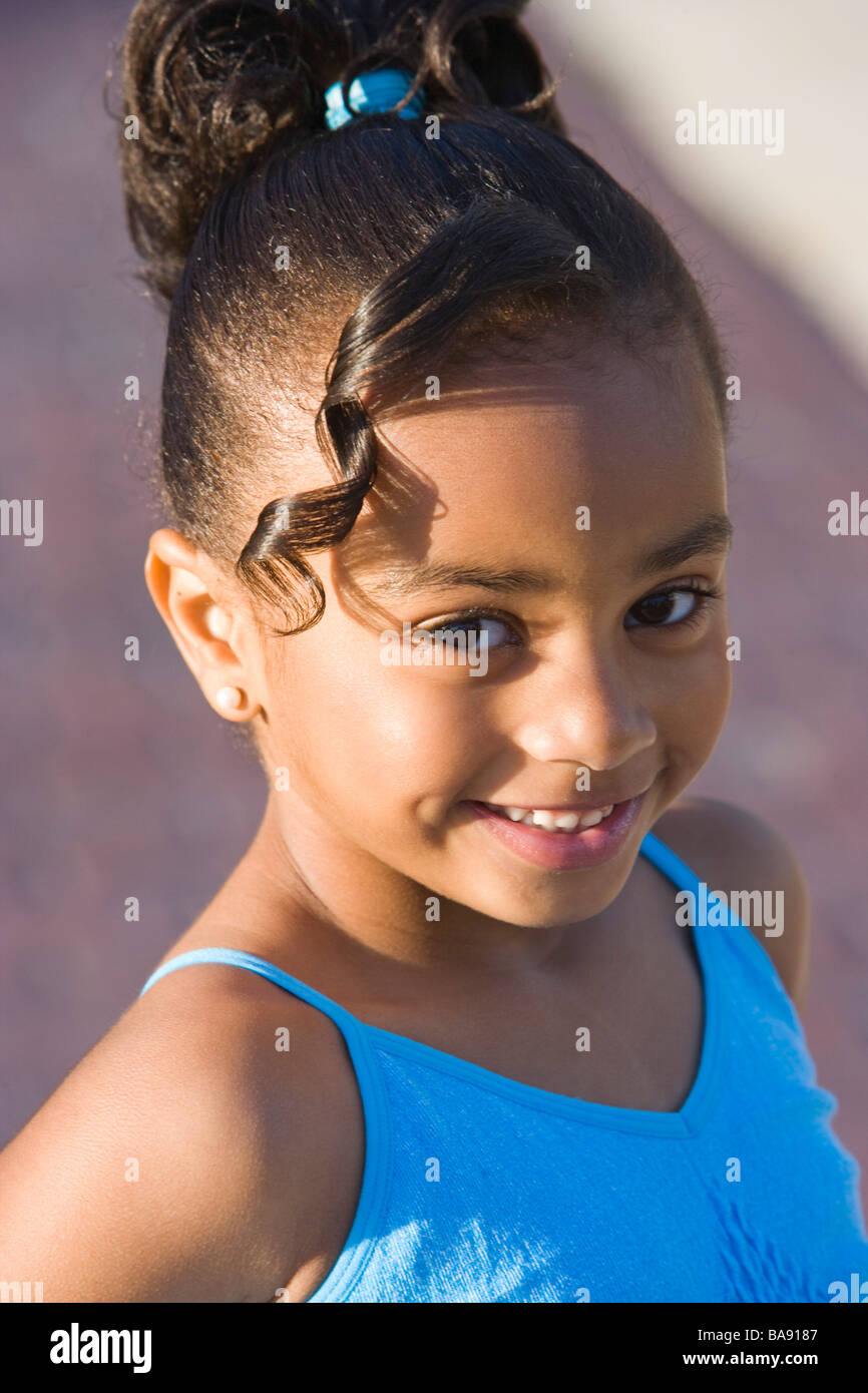 Portrait of cute African American girl outdoors Stock Photo - Alamy