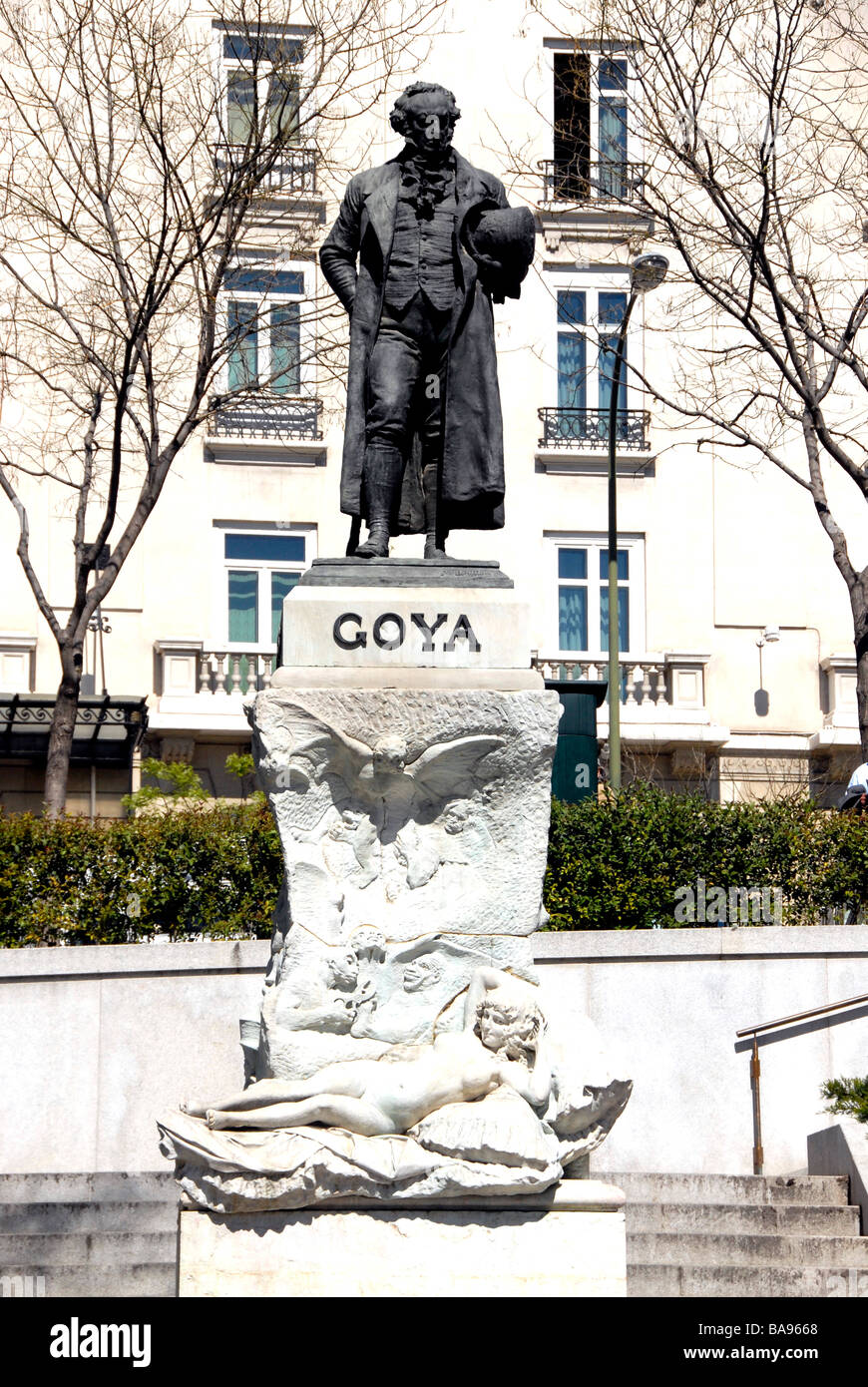Goya statue before Prado museum, Madrid, Spain Stock Photo