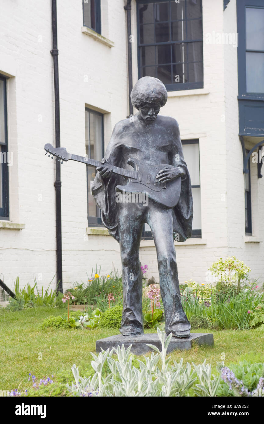 Statue of Jimi Hendrix, Dimbola Lodge, Freshwater, Isle of Wight Stock