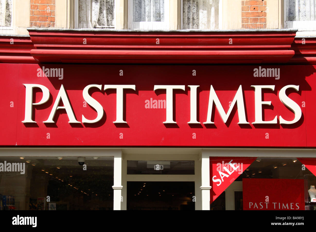 The shop front of the Past Times gift shop, Windsor, Berkshire, UK. Stock Photo