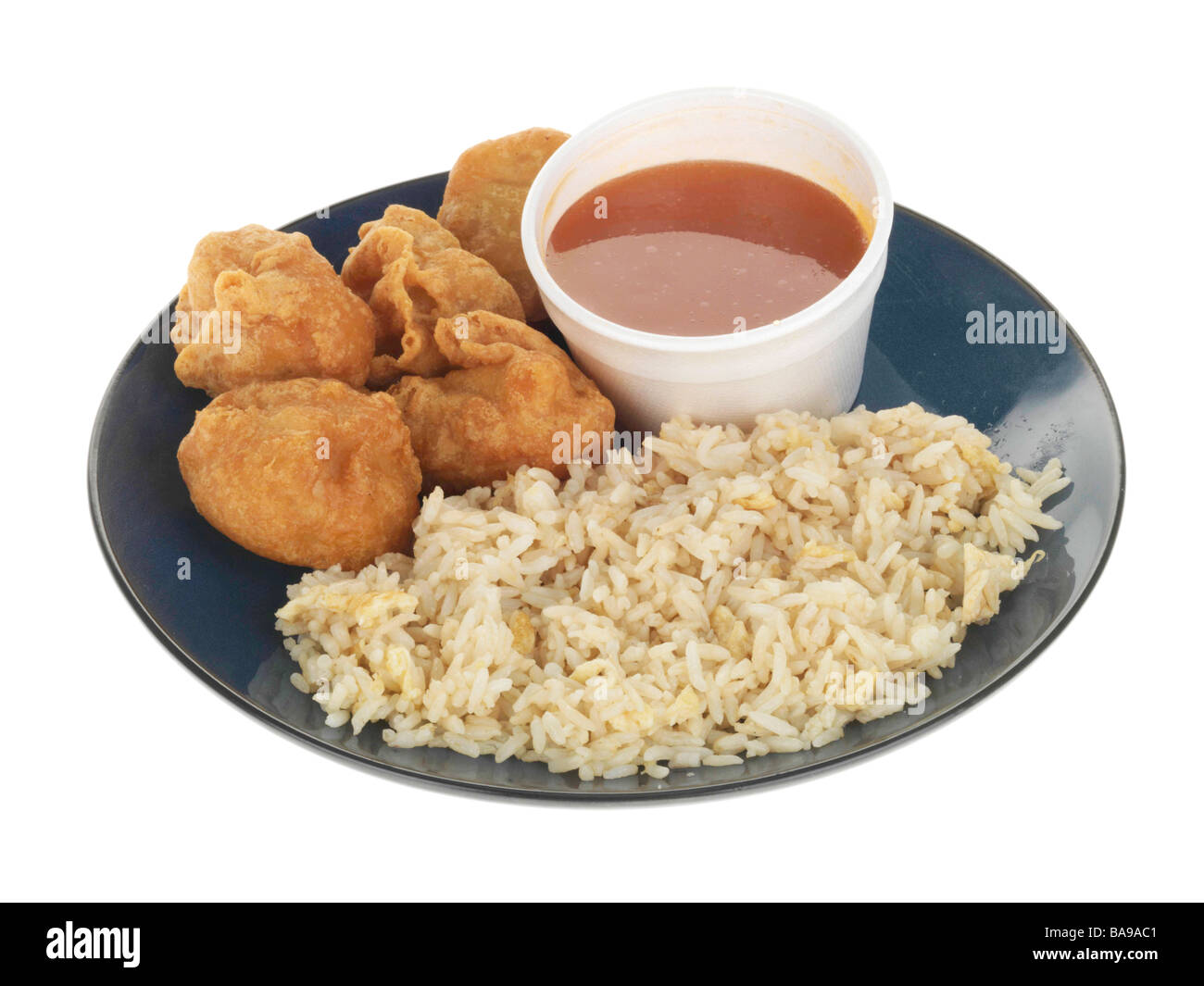 Sweet and Sour Chicken Balls with Rice Stock Photo Alamy