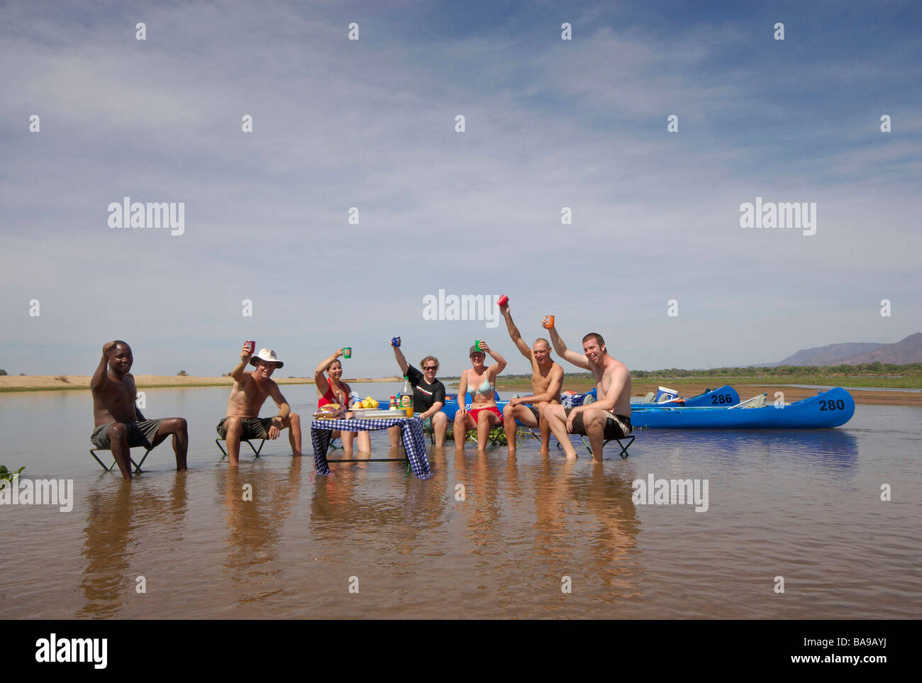 Travel canoe safari canoeing canoes Zambezi river canoeists African