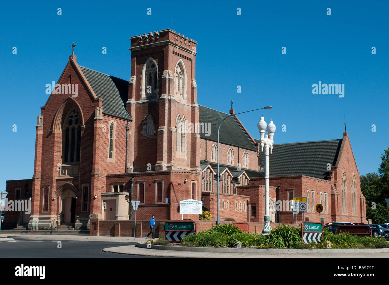 Red-brick Catholic Cathedral, Bathurst, NSW, Australia Stock Photo