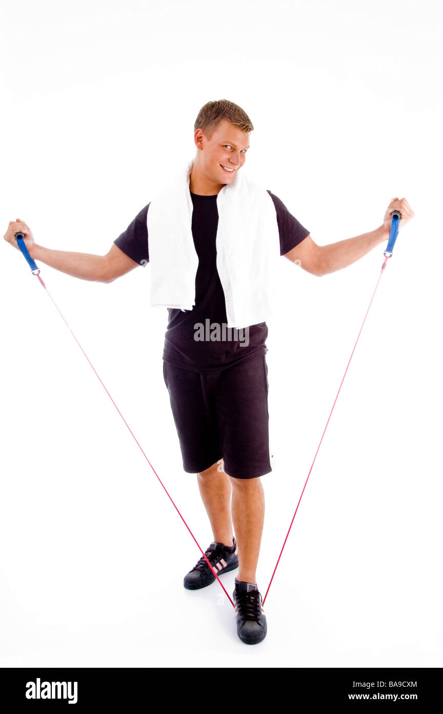 healthy man stretching exercise rope Stock Photo Alamy