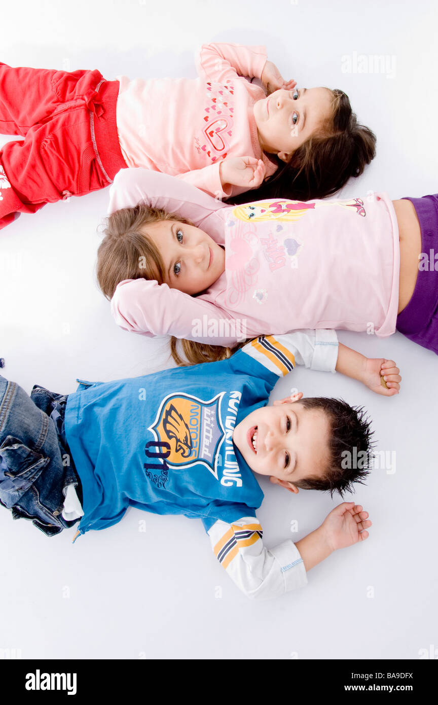 laying cute children Stock Photo