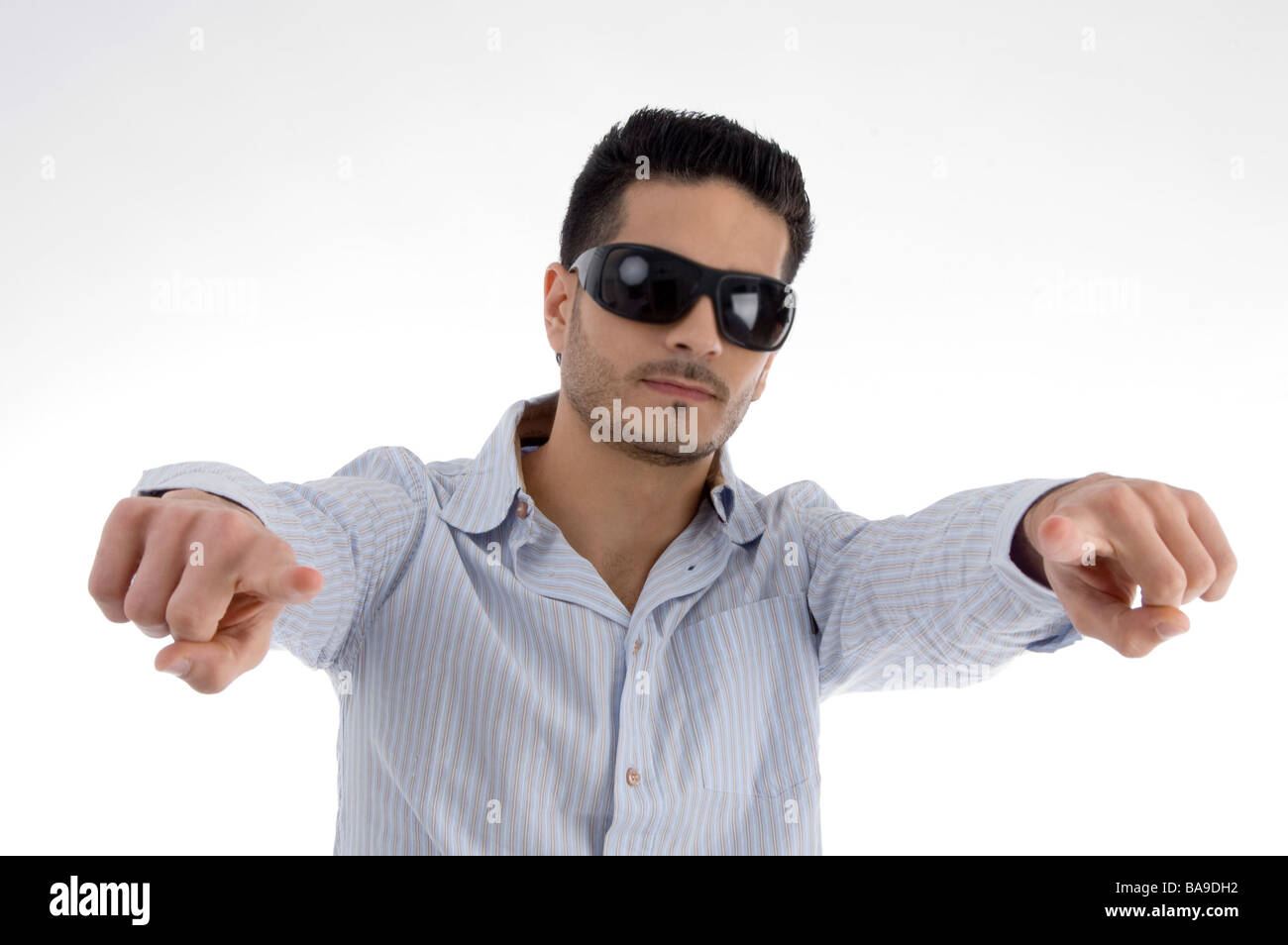 pointing male with sunglasses Stock Photo - Alamy