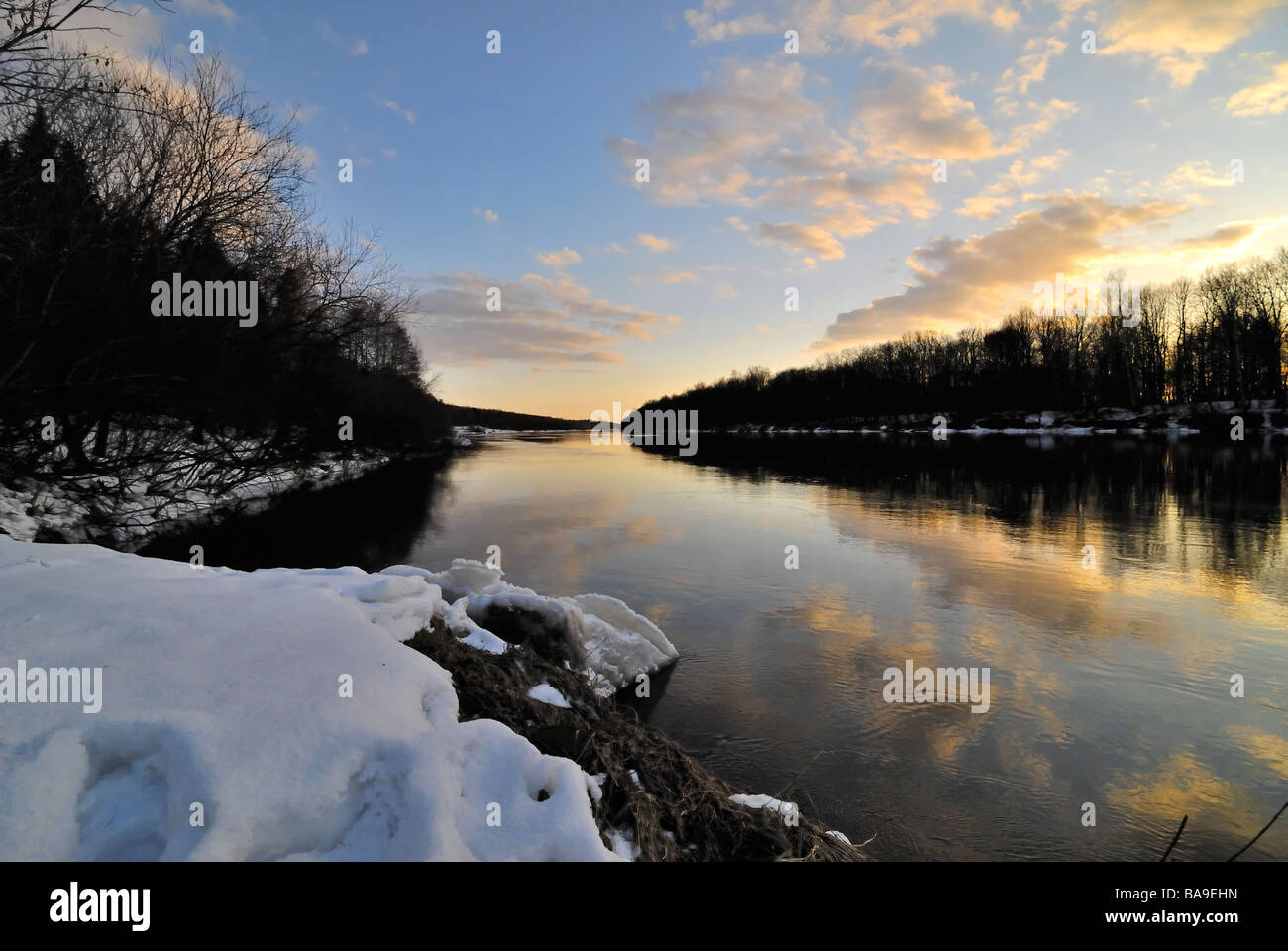 Peaceful riverscape in the springtime Stock Photo