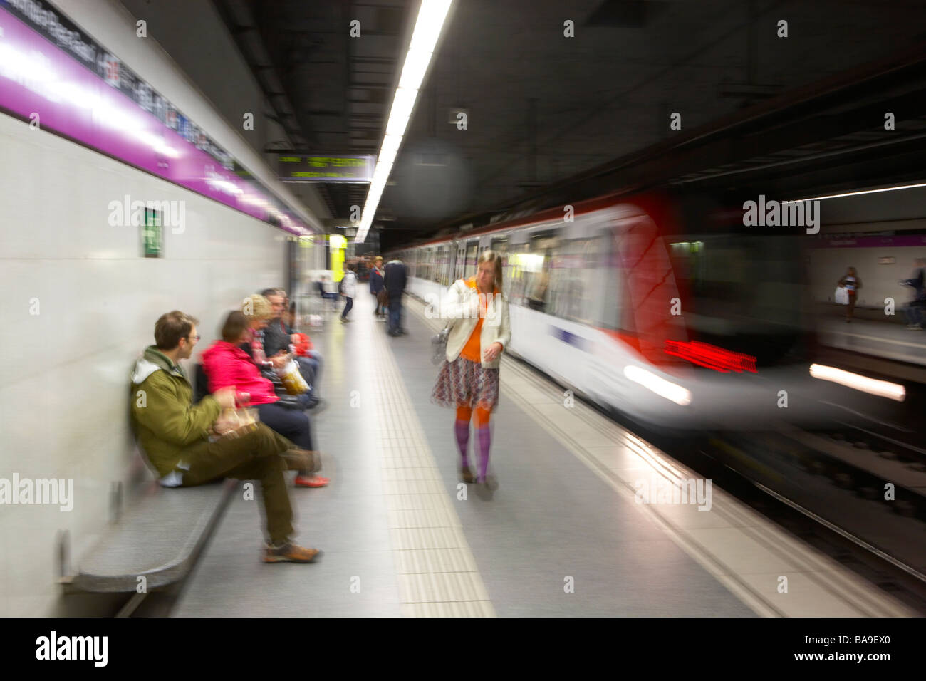 BARCELONA underground rail system Stock Photo Alamy