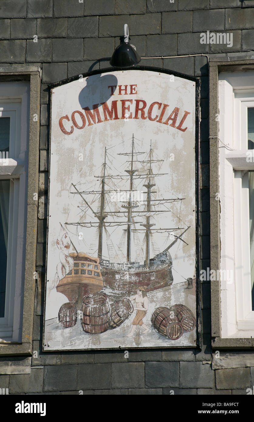 The Commercial Inn sign, Barbican district, Plymouth, Devon, UK Stock Photo