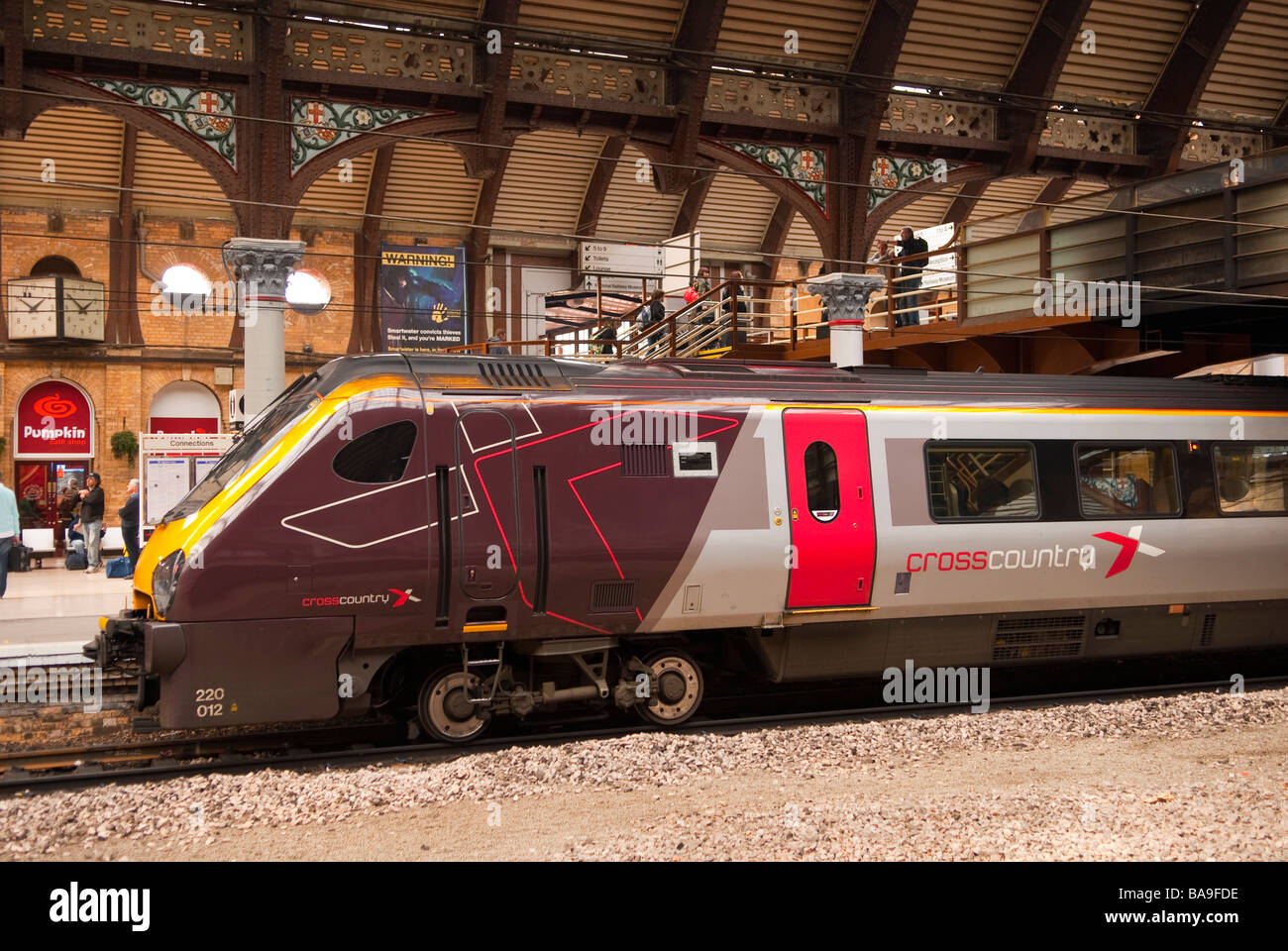 A crosscountry modern train waiting in the station at York,Yorkshire,Uk Stock Photo