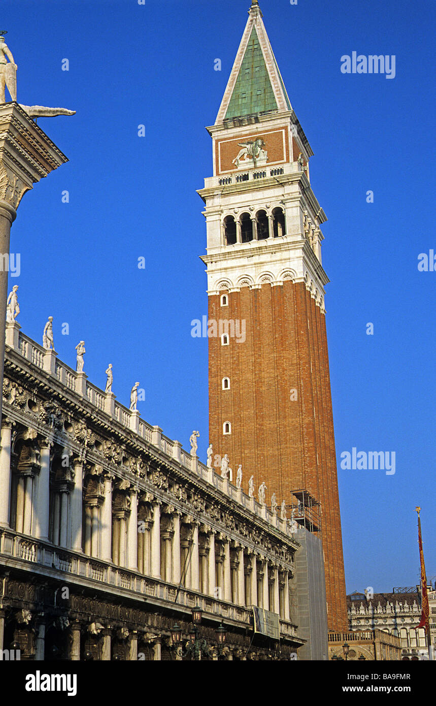 Venice, Biblioteca Marciana and the Campanile San Marco, Stock Photo