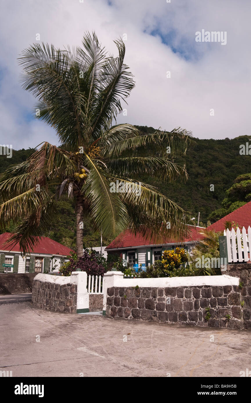 Houses in The Bottom, capital of Saba Stock Photo