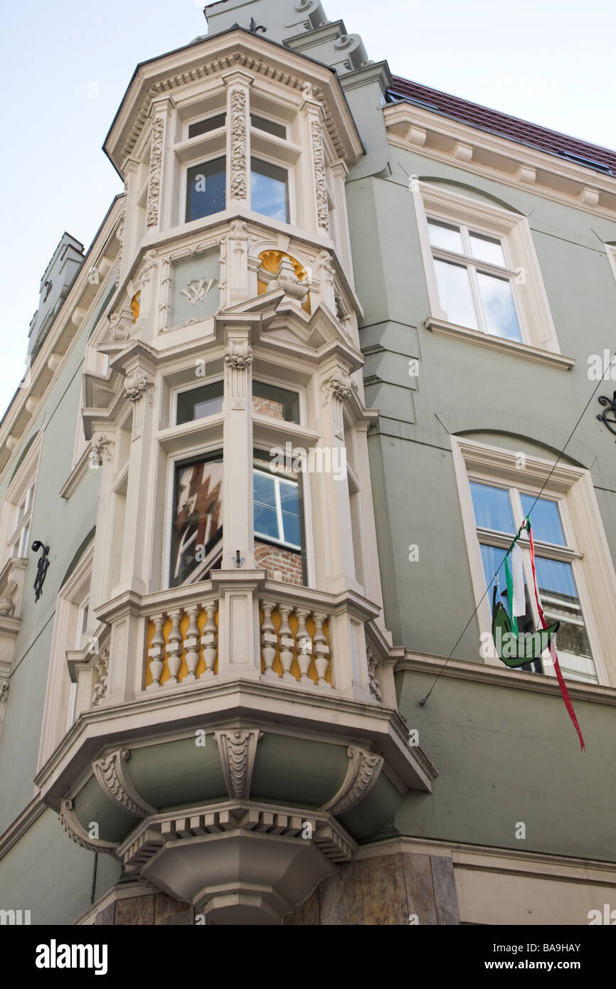 Hanseatic town house with decorated external corner. Luebeck, Schleswig-Holstein, Germany Stock Photo