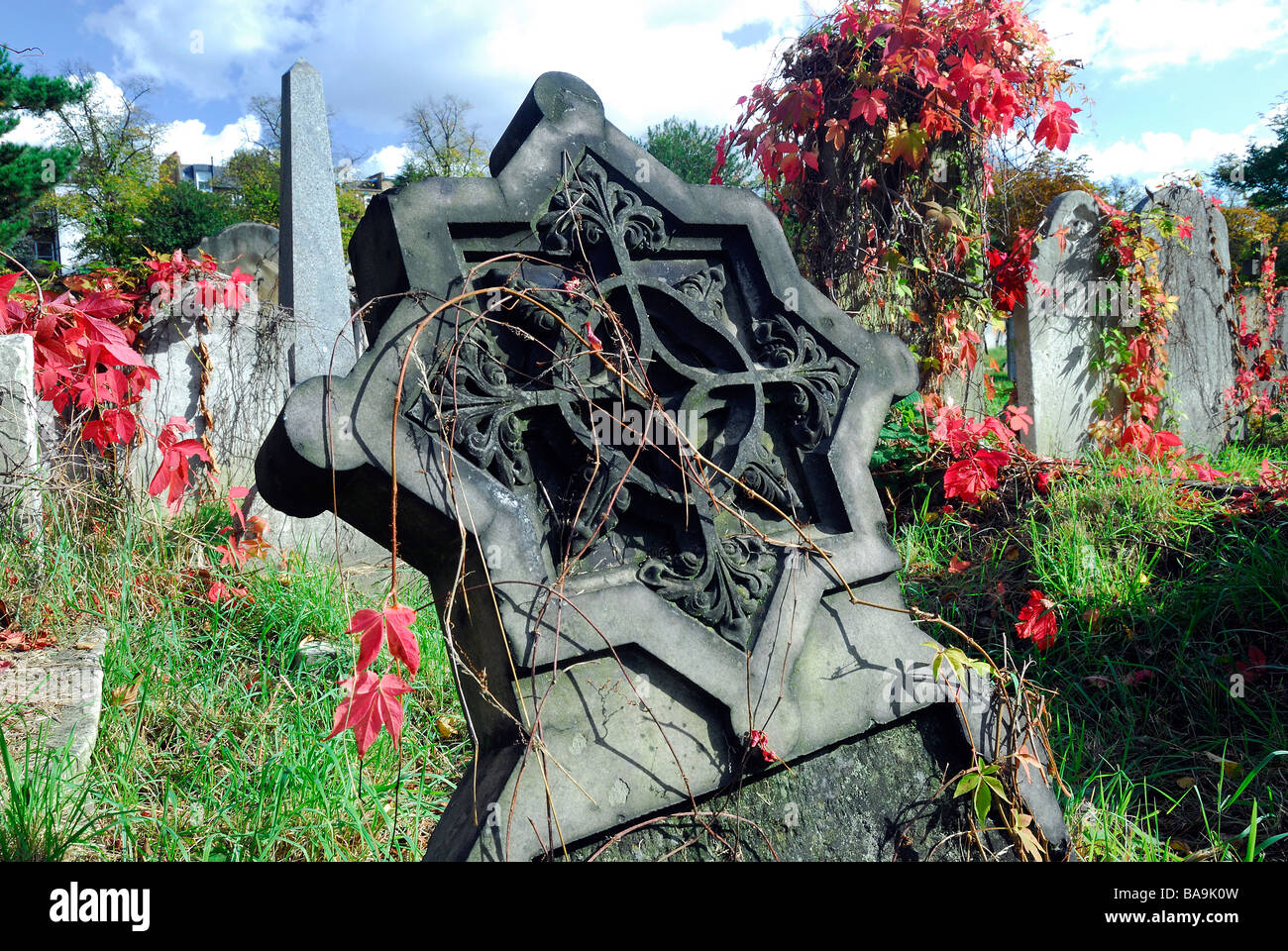 Headstones in Brompton Cemetery London Stock Photo