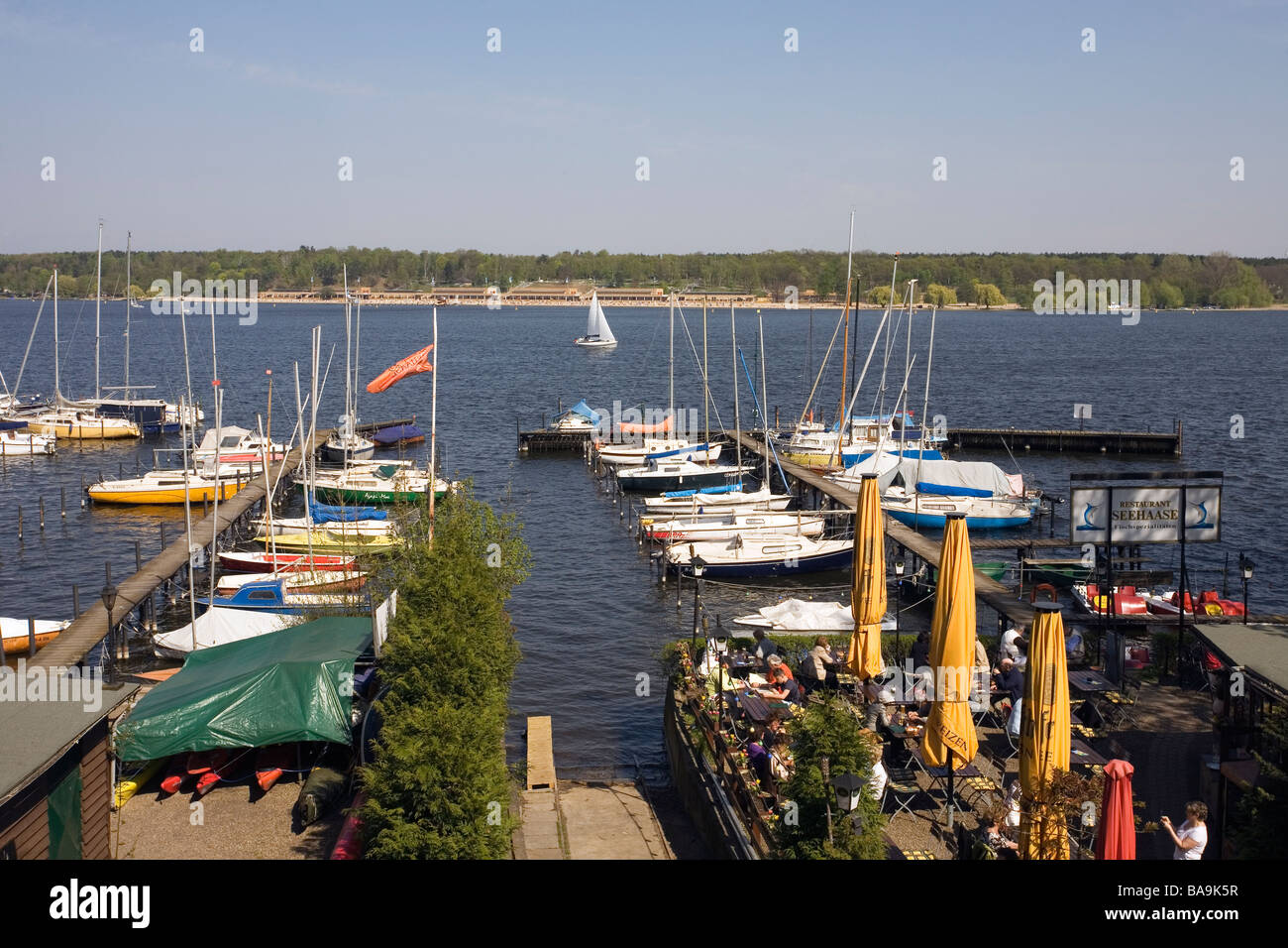 Wannsee, view over Havel from Heckeshorn towards Strandbad, Berlin, Germany Stock Photo