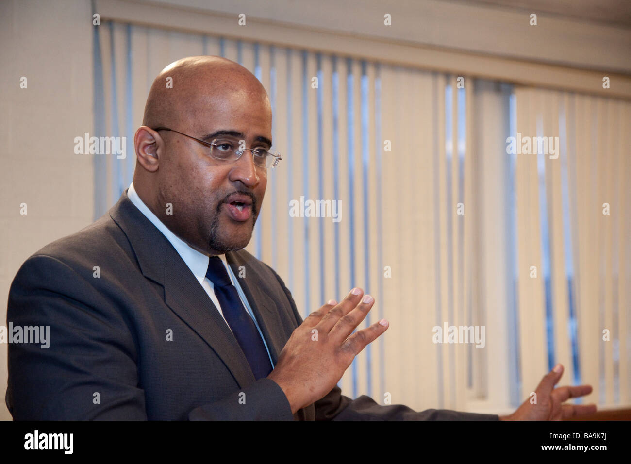 Detroit Michigan Detroit Mayor Ken Cockrel speaks at a meeting of the Morningside community organization Stock Photo