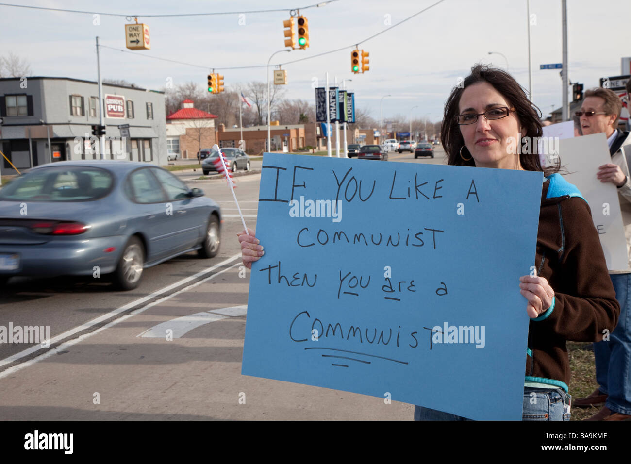 St Clair Shores Michigan Tax protesters at a tea party on income tax filing day Stock Photo