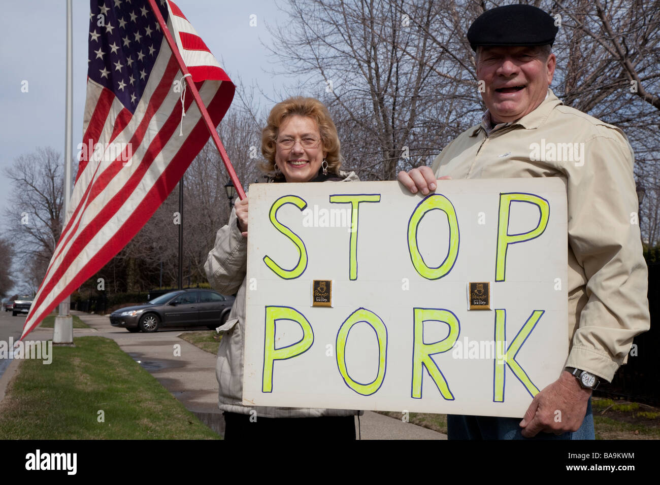Grosse Pointe Michigan Tax protesters at a tea party on tax