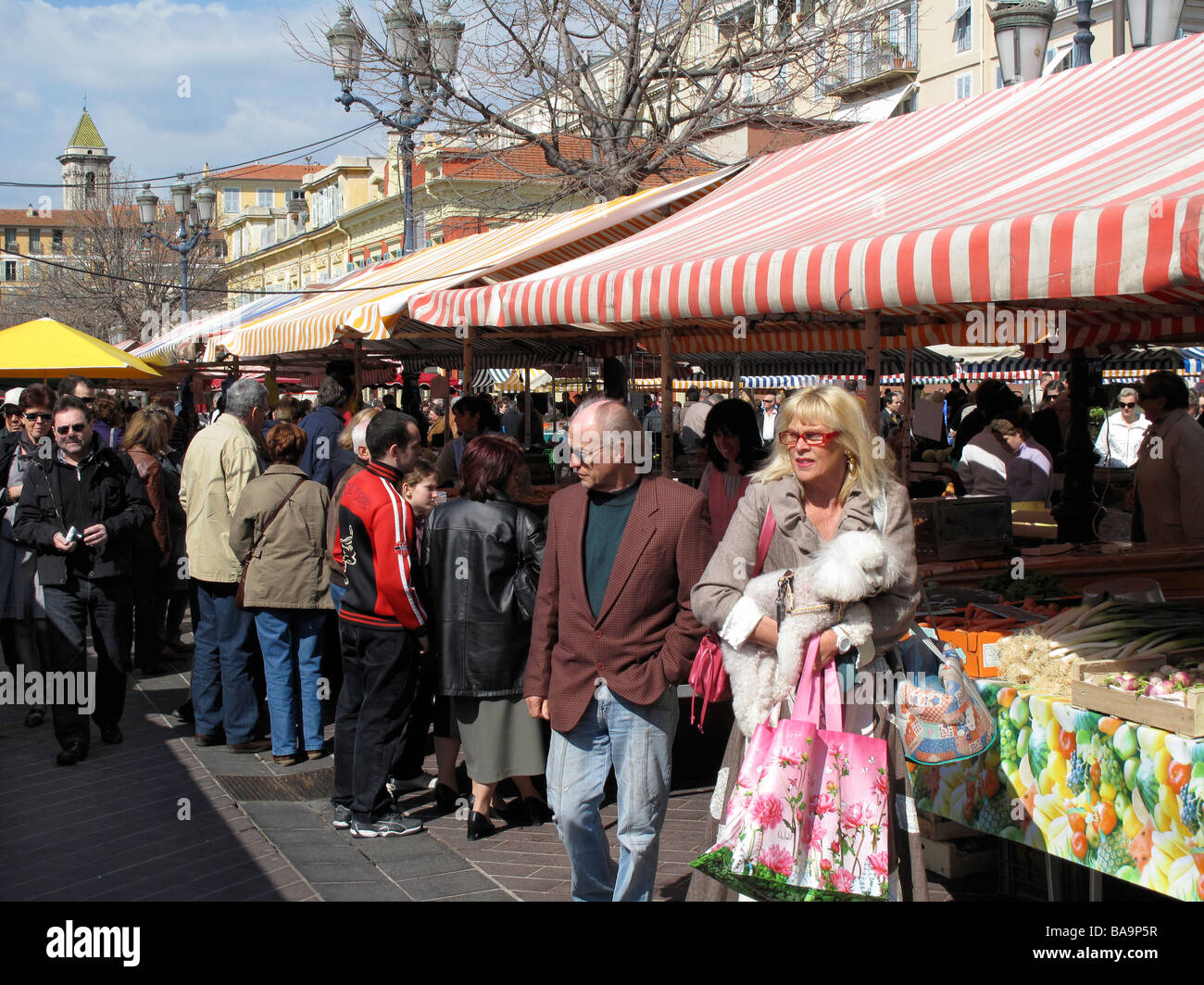 Street market in old town of France, Cote d'Azur, France Stock Photo