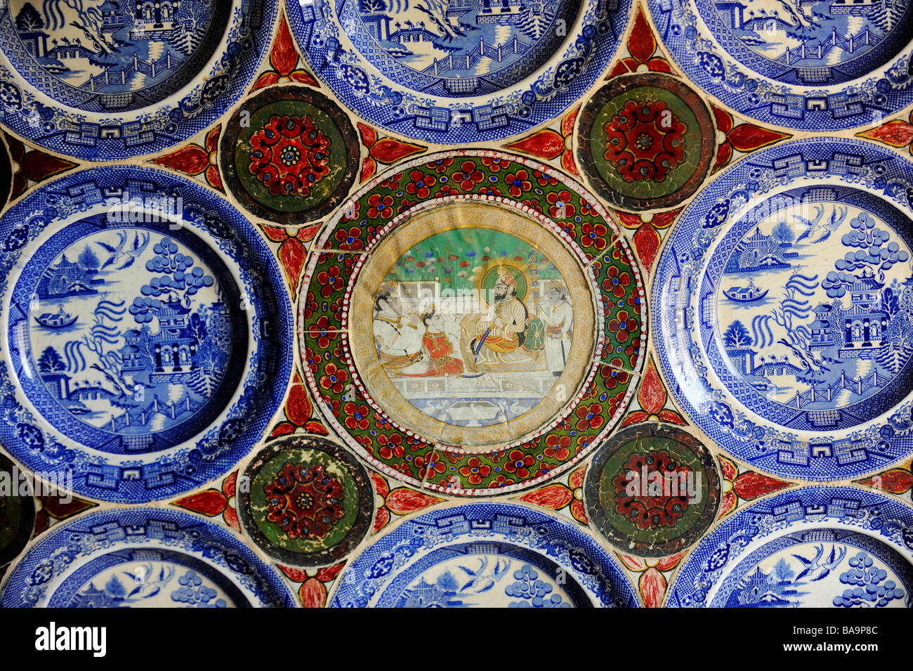 British ceramics a gift covering the walls in the Juna Mahal in