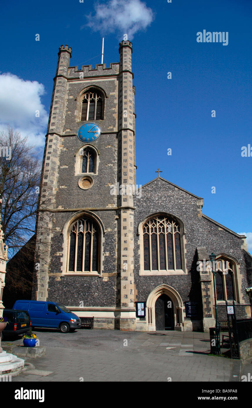 Front elevation of the St Mary the Virgin Church, Hart Street (besdie Henley Bridge), Henley On Thames, Oxfordshire, UK. Stock Photo