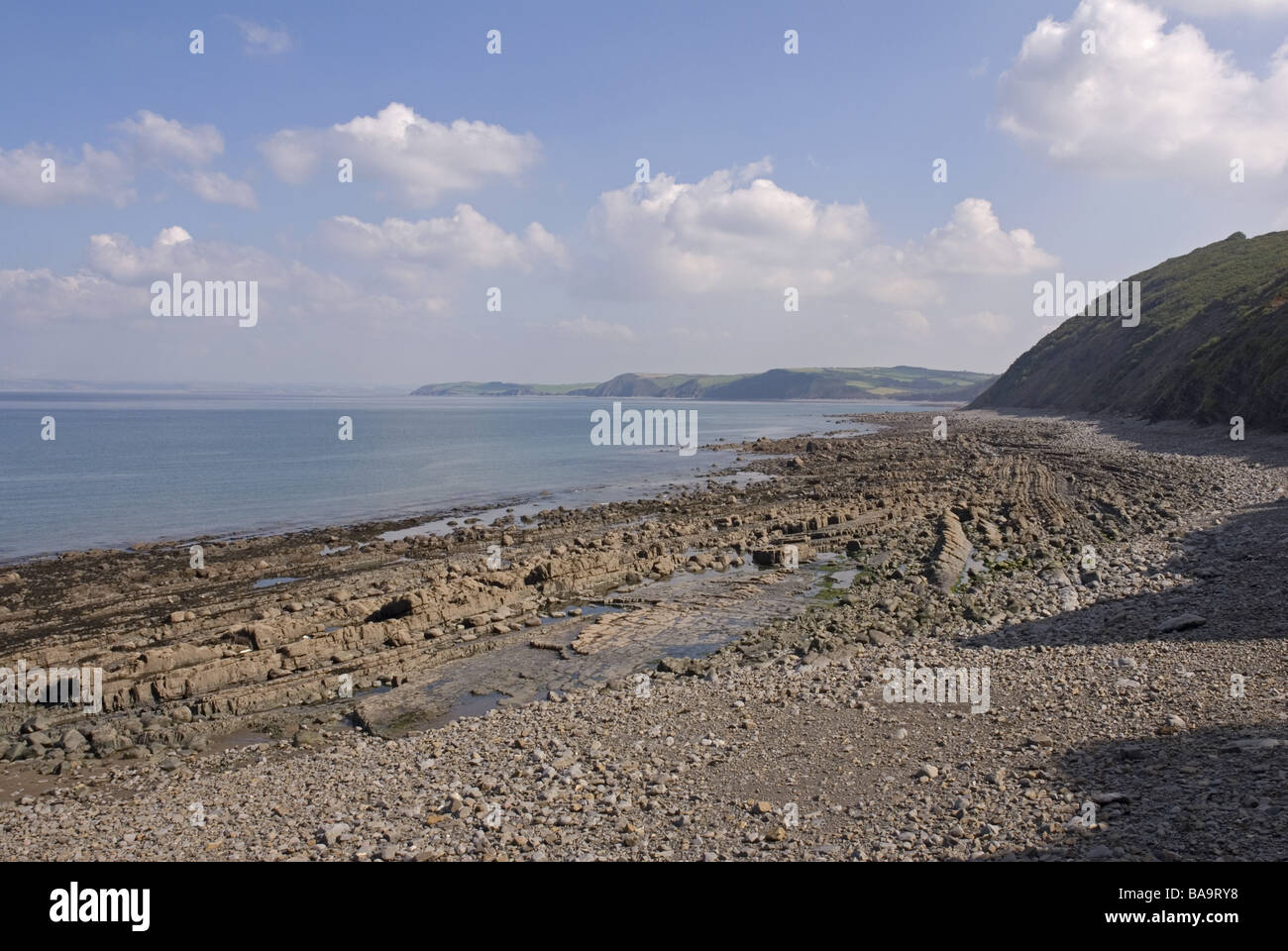 Rocky shoreline at Bucks Mills on the North Devon coast Stock Photo