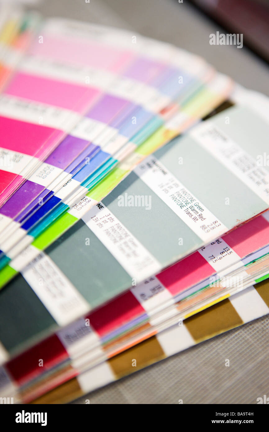 pantone colour charts in workshop Stock Photo