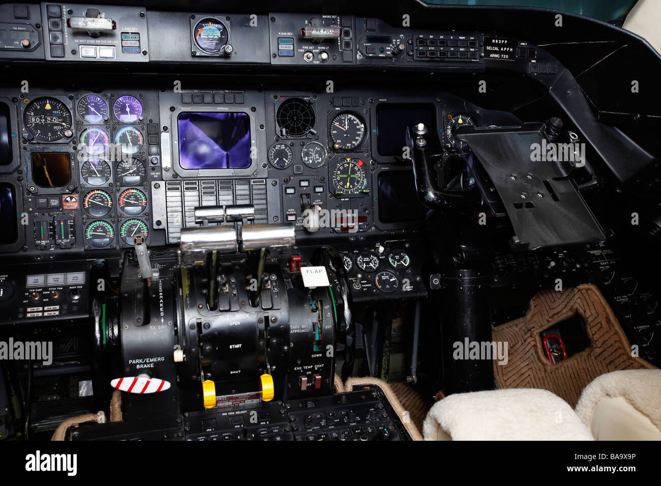 Cockpit of Gulf Stream G III Stock Photo