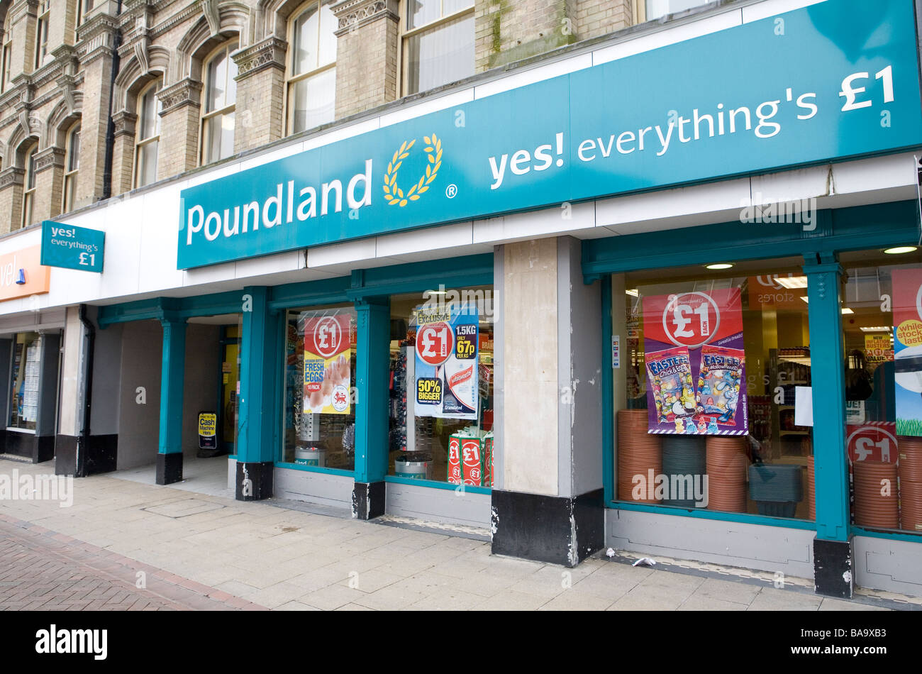 General View of Poundland Pound Shop in Ipswich High Street Suffolk East Anglia Stock Photo