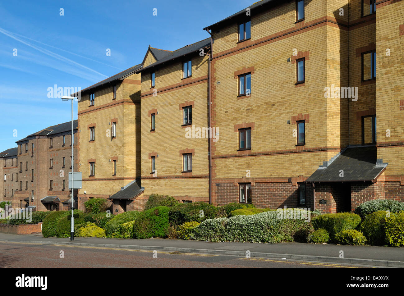 Modern blocks of brick built flats in Bristol England Stock Photo Alamy