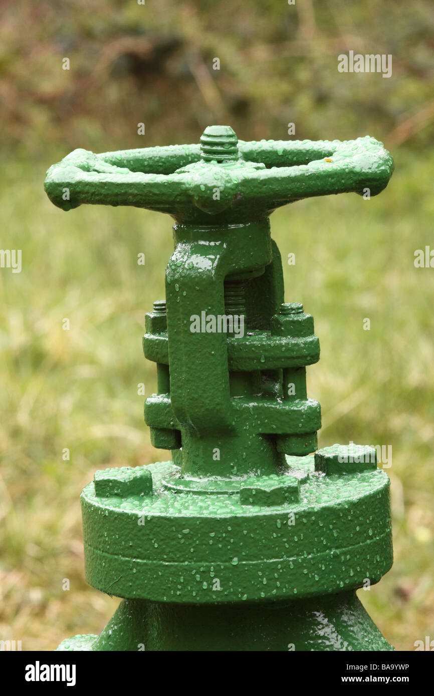 large valve on an oil pump or nodding donkey at dukes wood inland oil