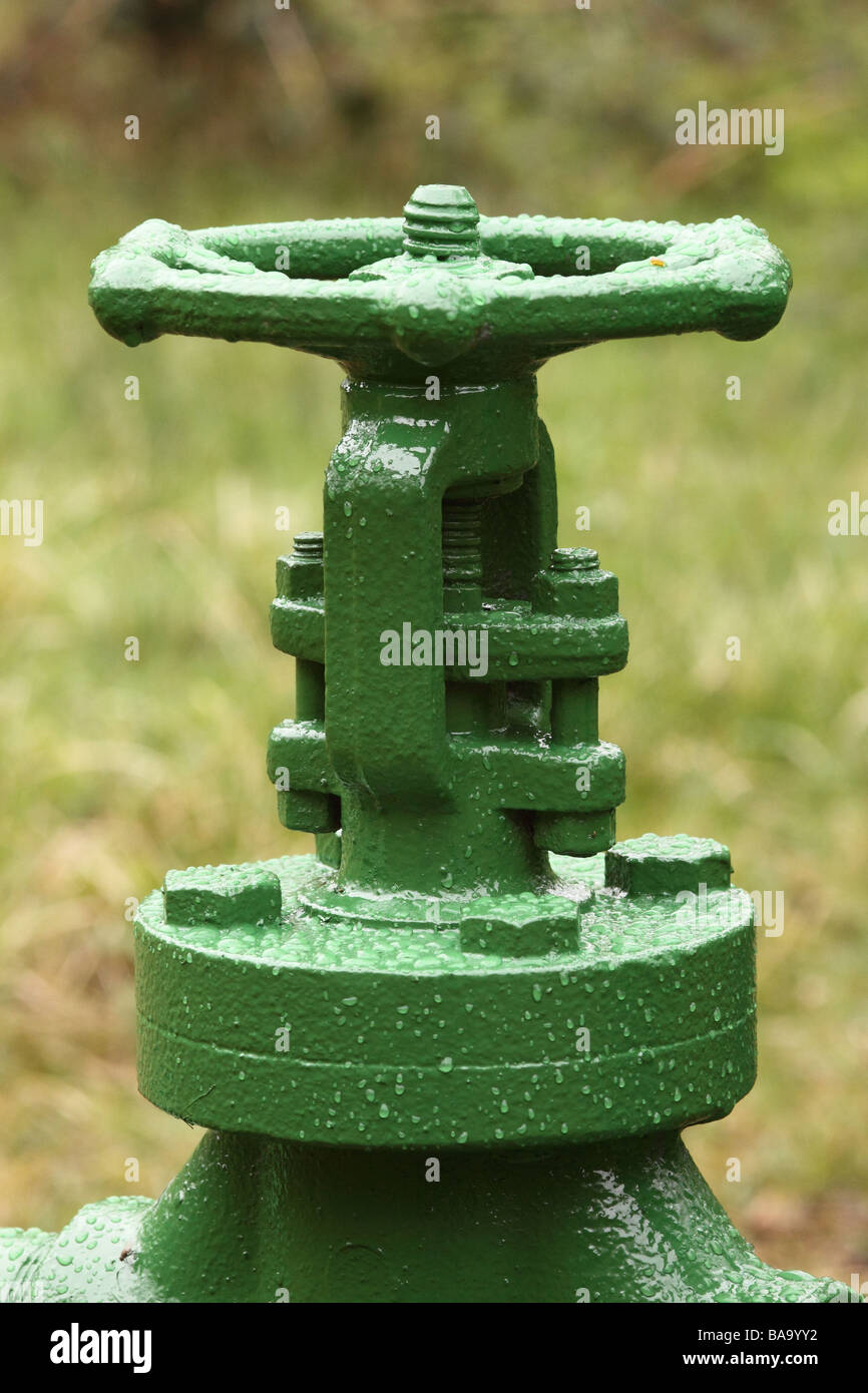 large valve on an oil pump or nodding donkey at dukes wood inland oil