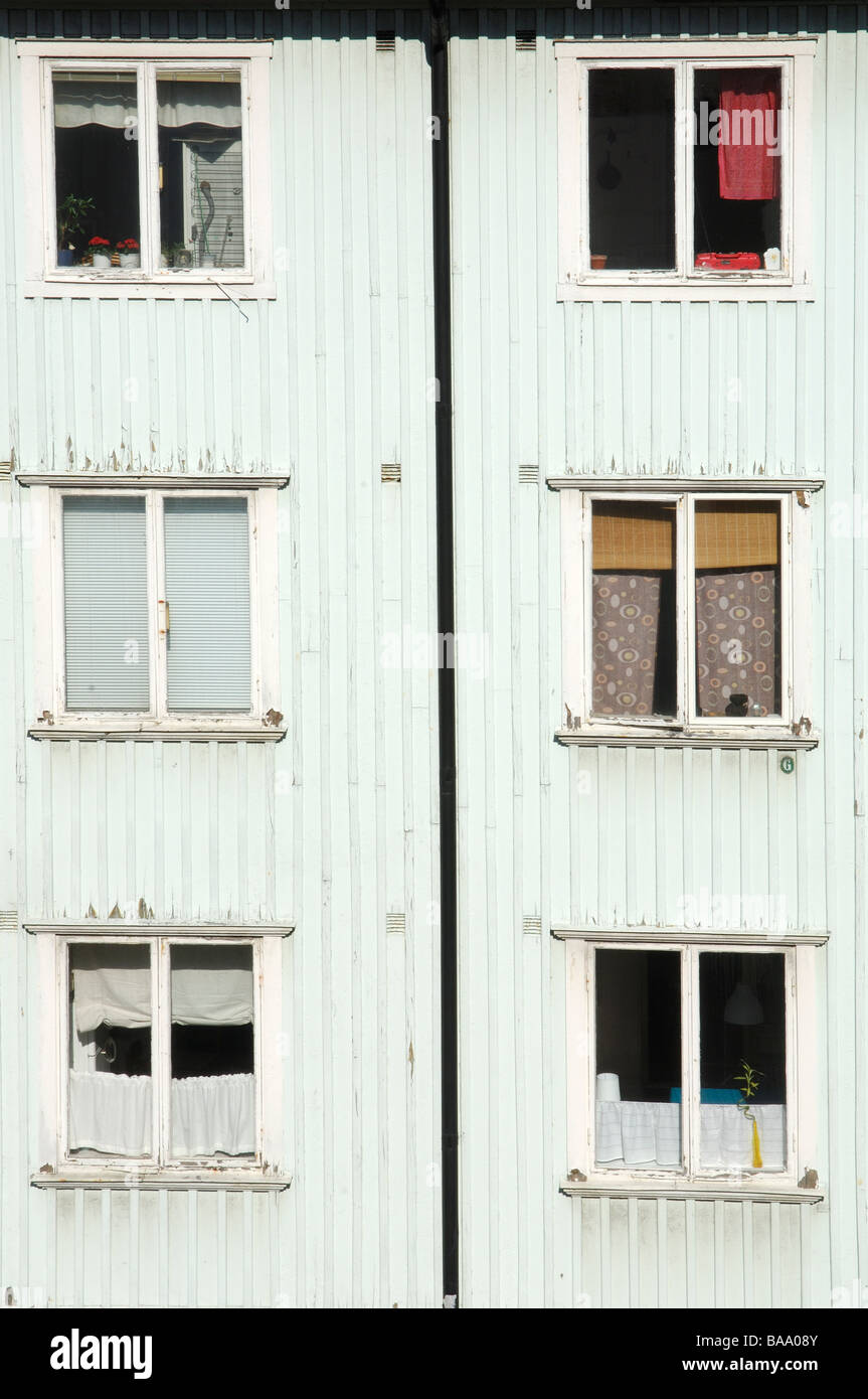The facade of a white wooden house Stock Photo - Alamy