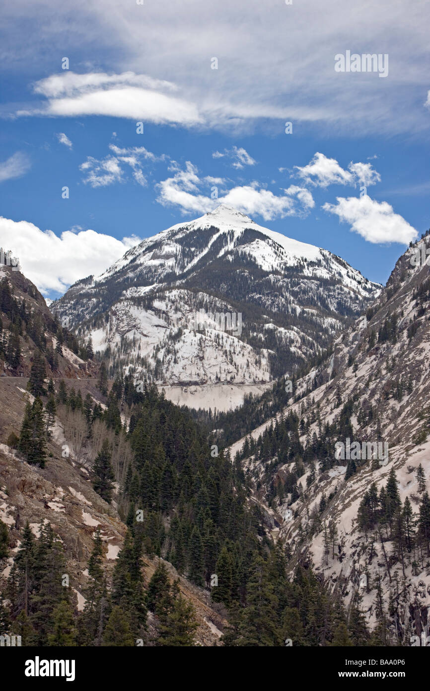 Winter view of The Million Dollar Highway western Colorado between Silverton and Ouray M D H is part of the San Juan Skyway S B Stock Photo