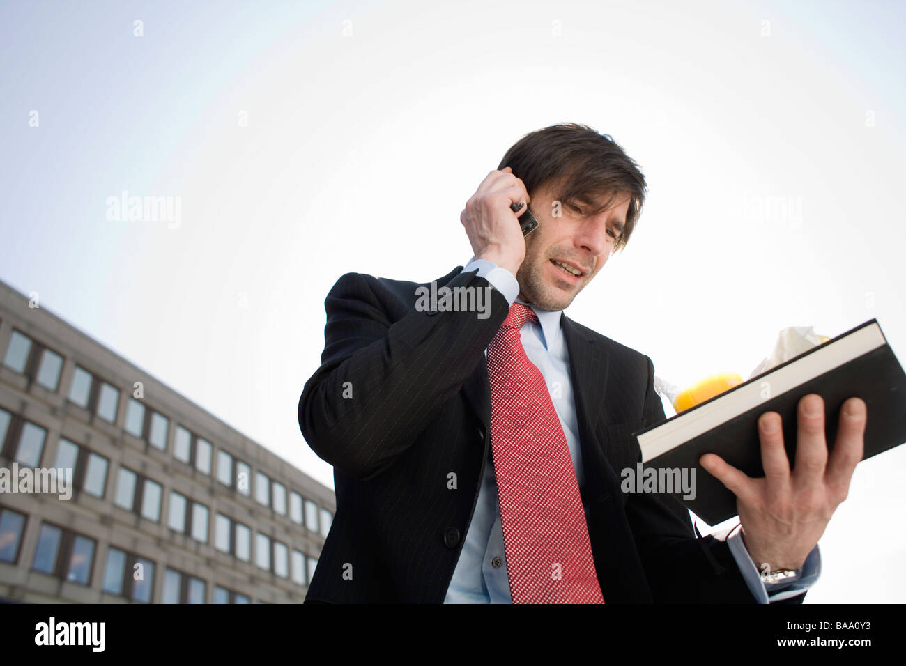 Businessman talking in his mobile phone, Stockhom, Sweden. Stock Photo