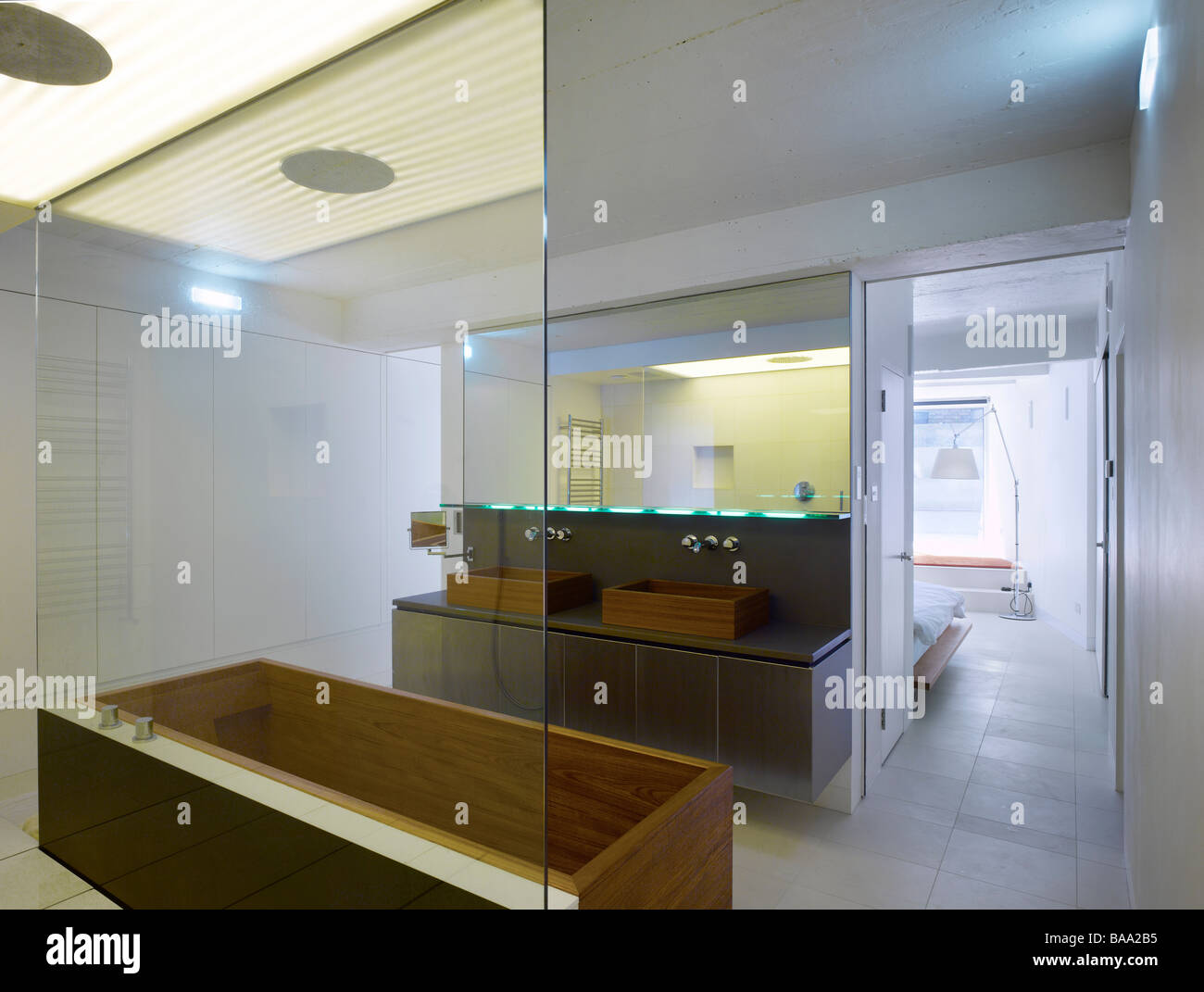 Double basins in ensuite bathroom in Loft Apartment, Islington, London