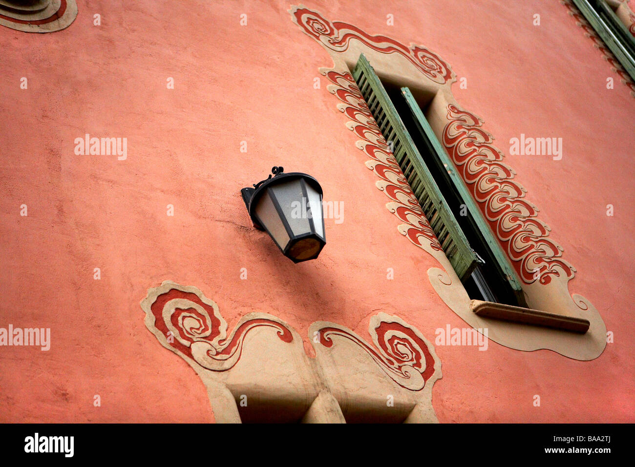 BARCELONA WINDOW DETAIL GAUDI HOUSE GREULL PARK Stock Photo