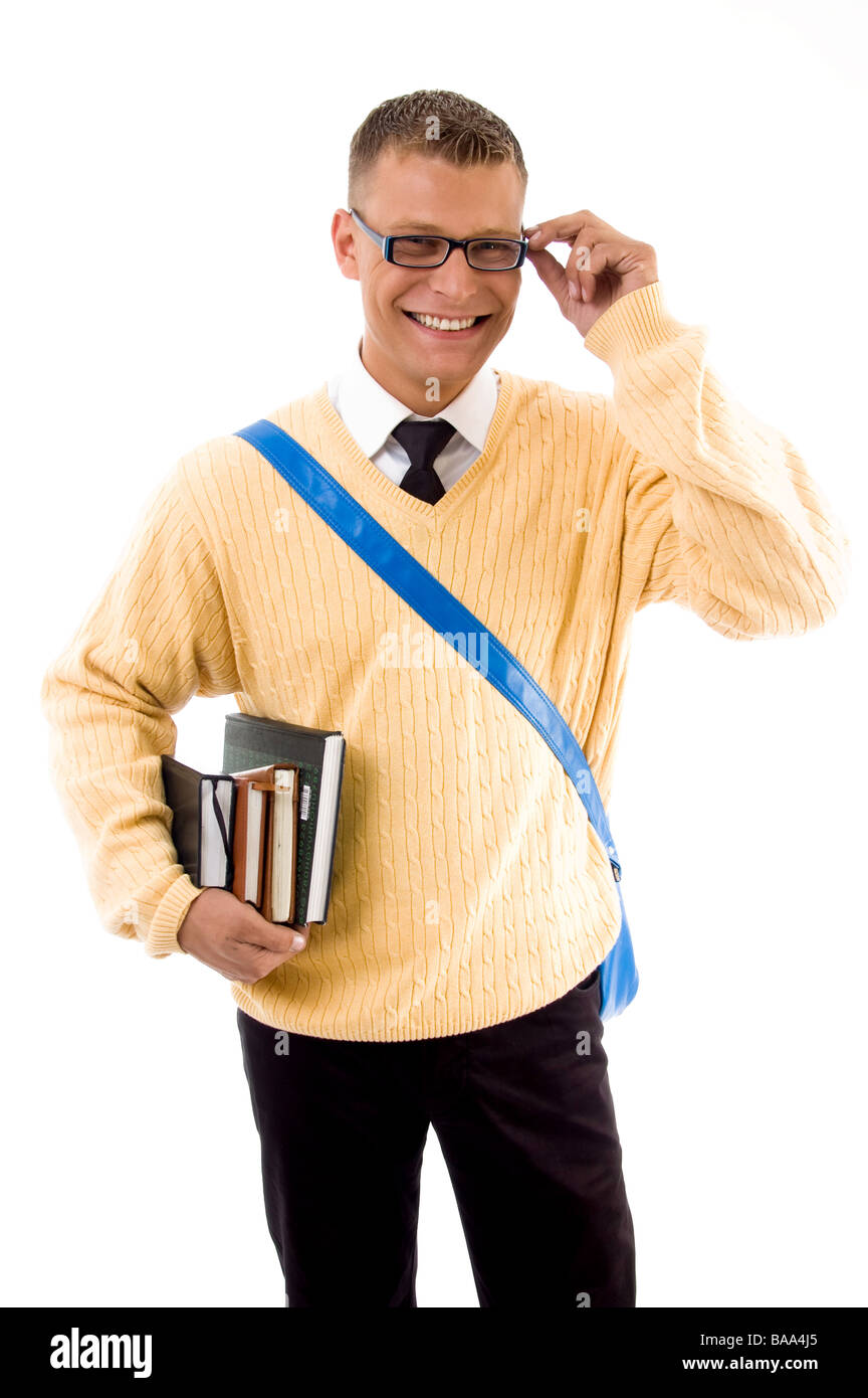 smiling student with his books Stock Photo - Alamy