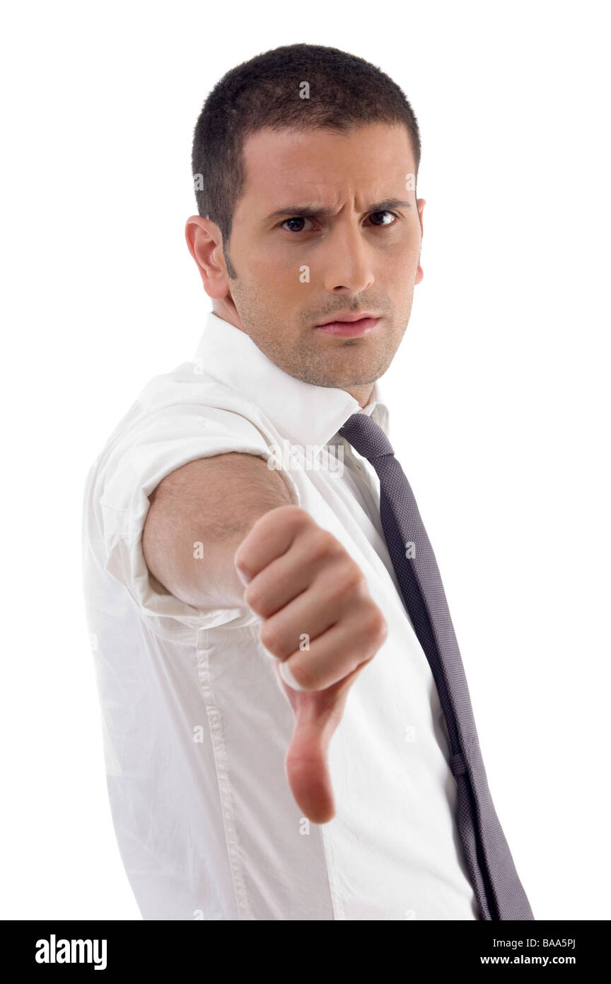 professional man showing thumb down Stock Photo Alamy