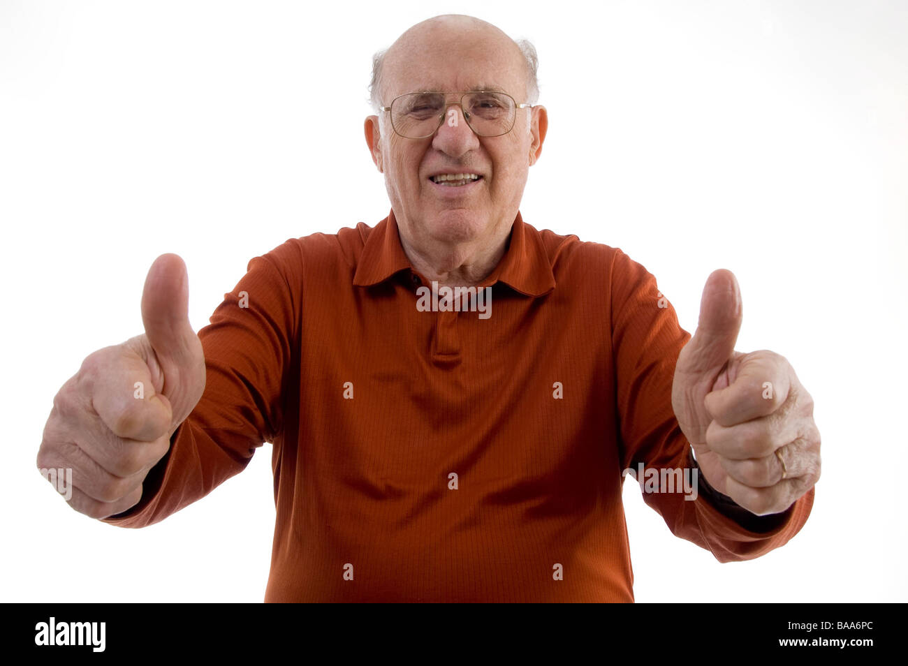 old man showing thumb up with both hands Stock Photo - Alamy