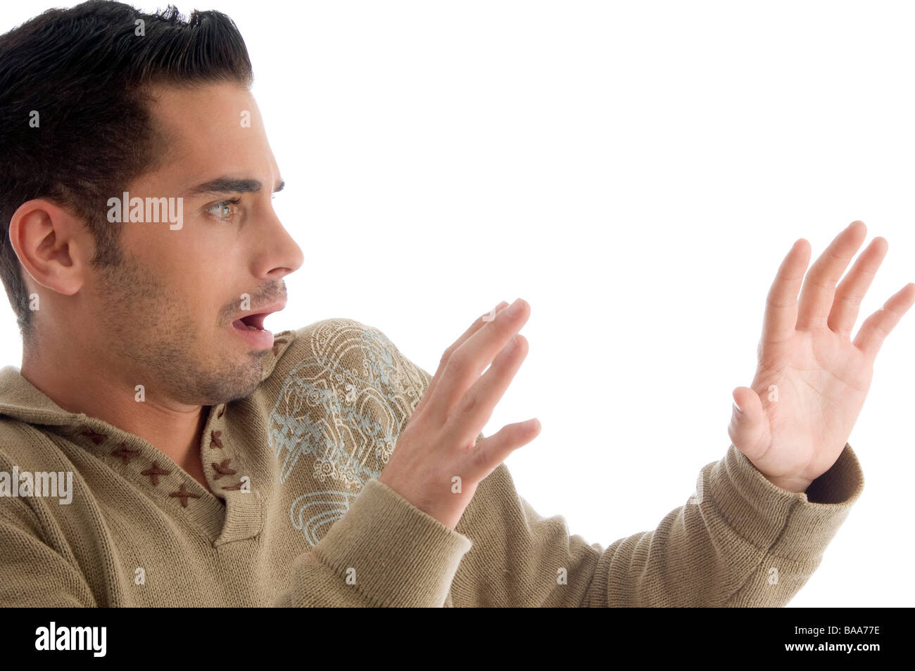 young guy surprised with facial expressions Stock Photo