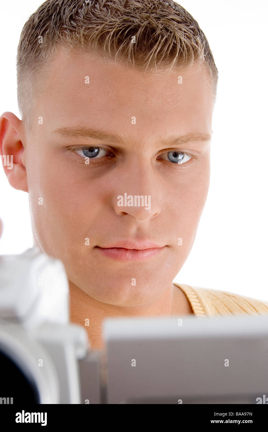 young man looking videos Stock Photo Alamy
