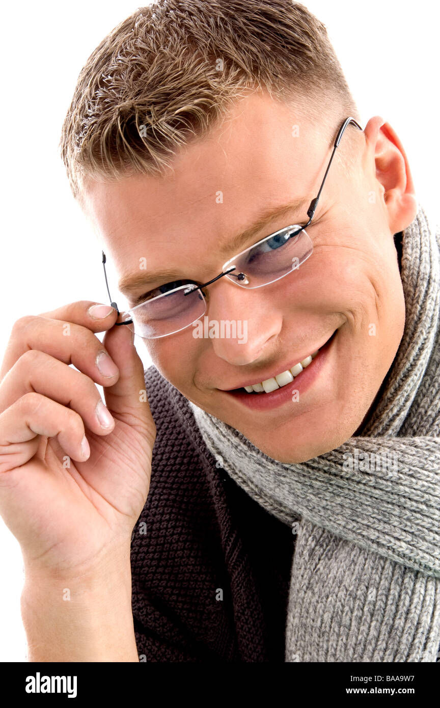 smiling young male wearing eyewear Stock Photo - Alamy