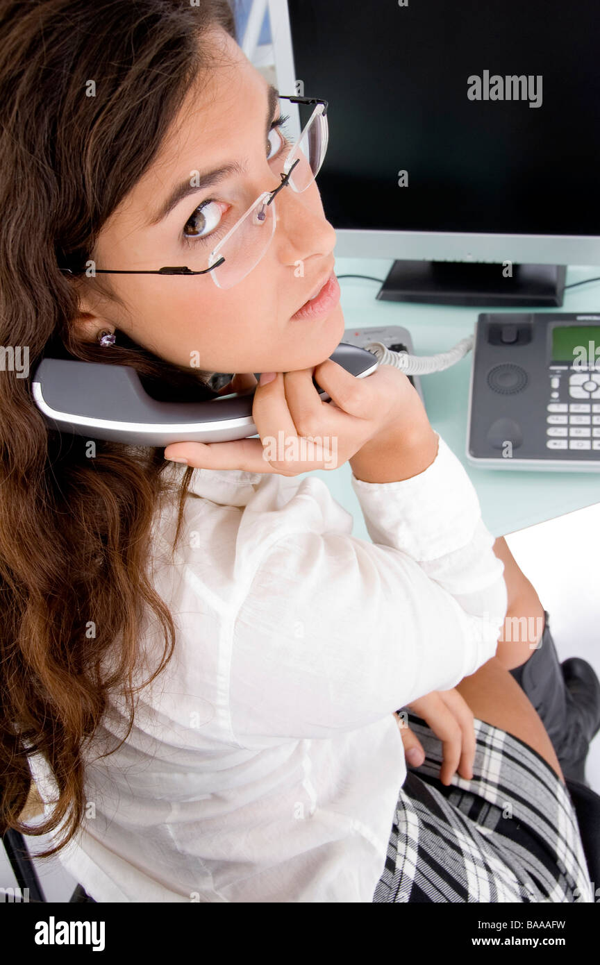 Woman holding receiver hi-res stock photography and images - Alamy