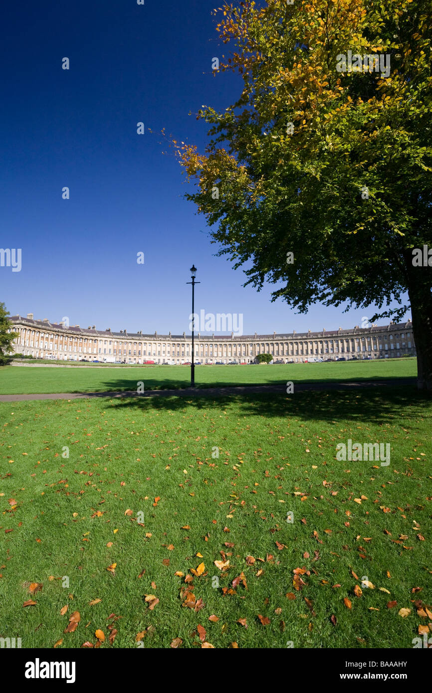 the Royal Crescent from Royal Victoria Park Bath Somerset England UK Stock Photo