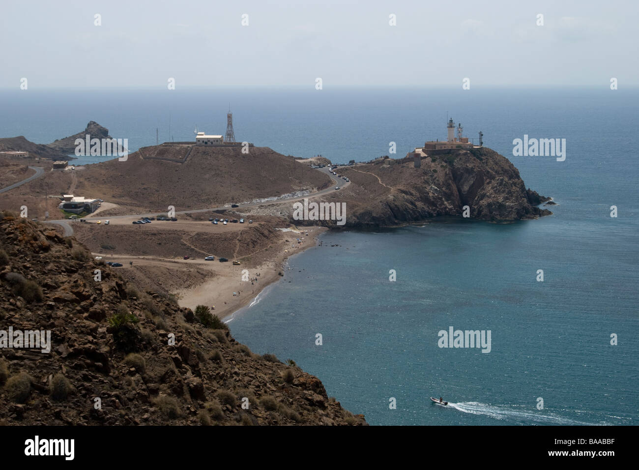 Lighthouse , Cabo de Gata Cape , Cabo de Gata-Nijar Nature Reserve , Almeria , Andalusia , Spain Stock Photo